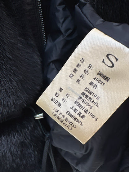 Mink spliced stand up collar down jacket