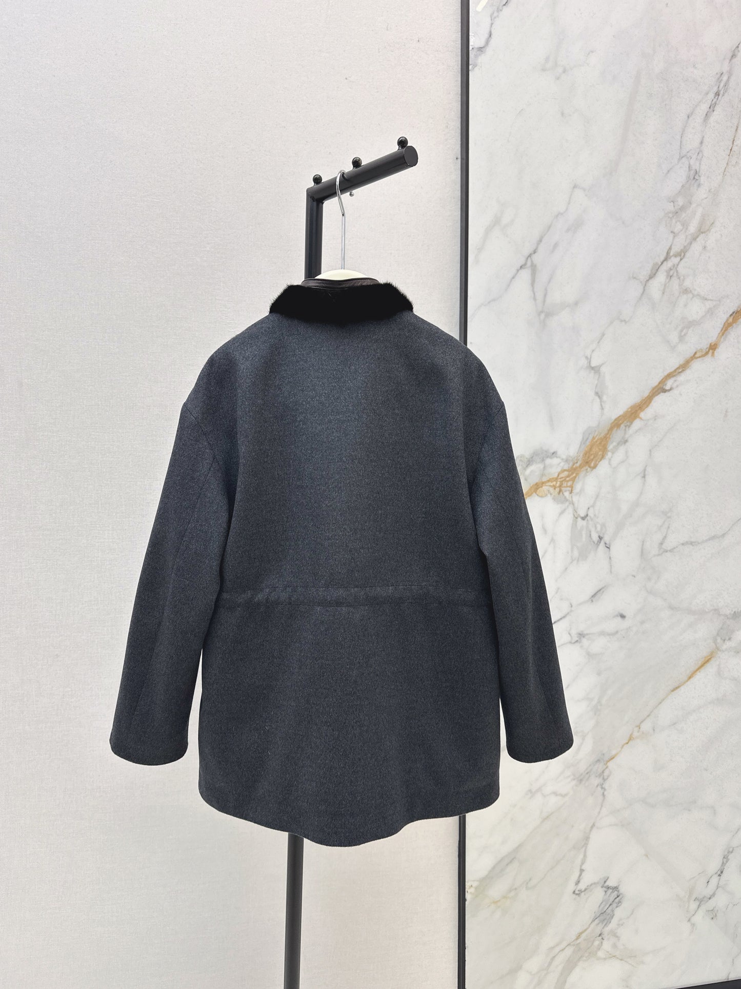 Mink spliced stand up collar down jacket