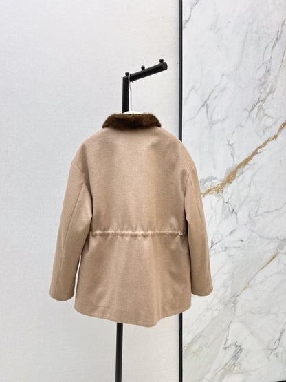 Mink spliced stand up collar down jacket