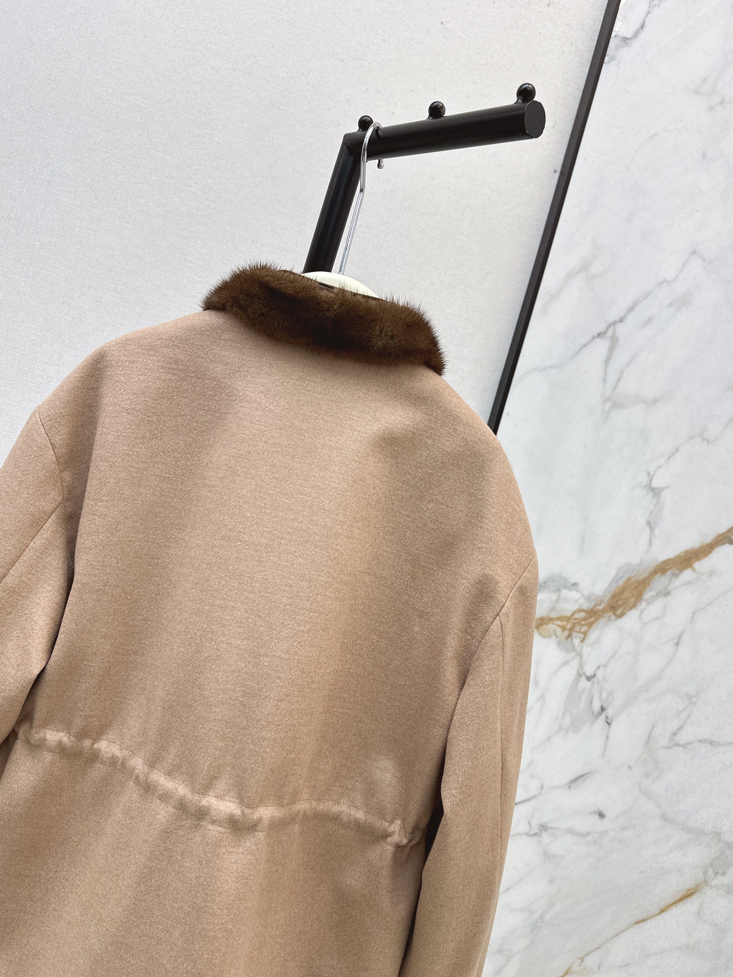 Mink spliced stand up collar down jacket