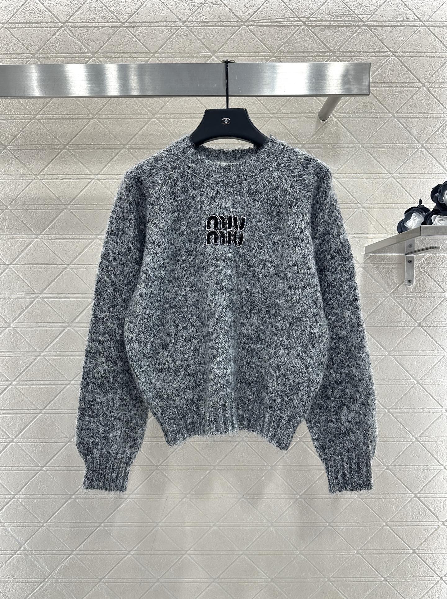 Logo beaded pullover sweater