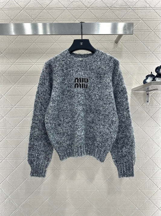 Logo beaded pullover sweater