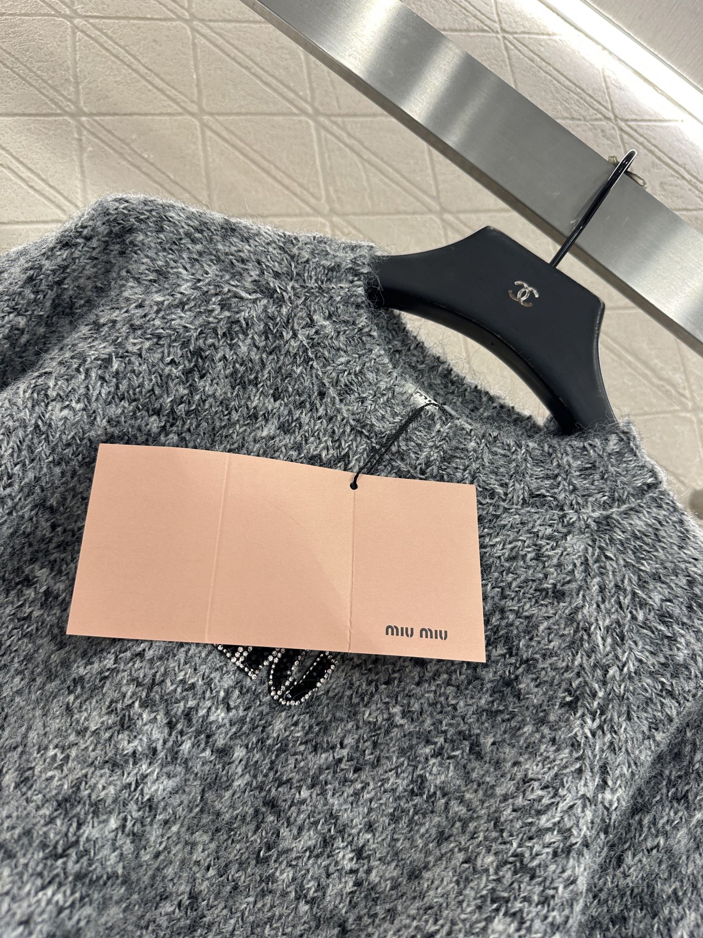 Logo beaded pullover sweater