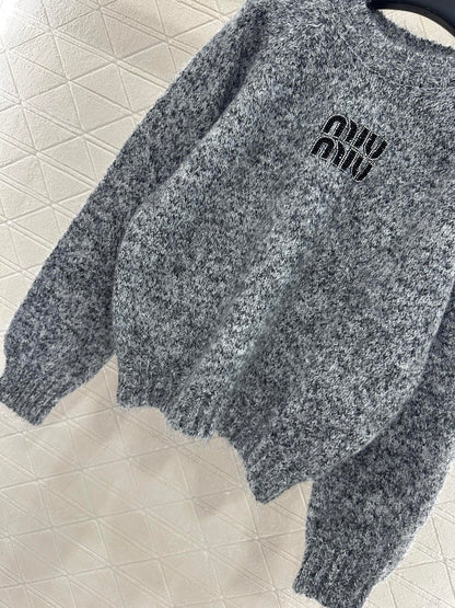 Logo beaded pullover sweater
