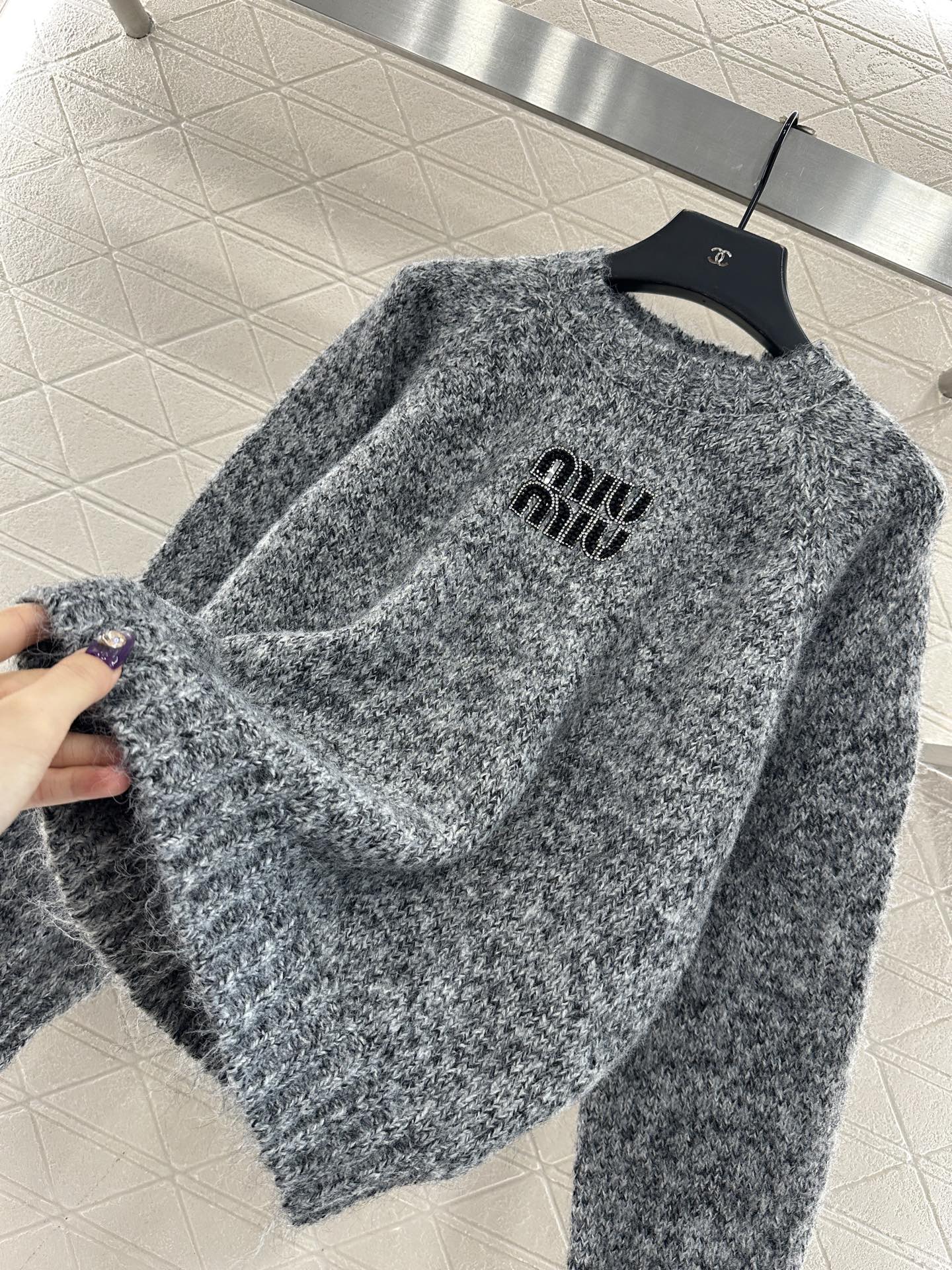 Logo beaded pullover sweater