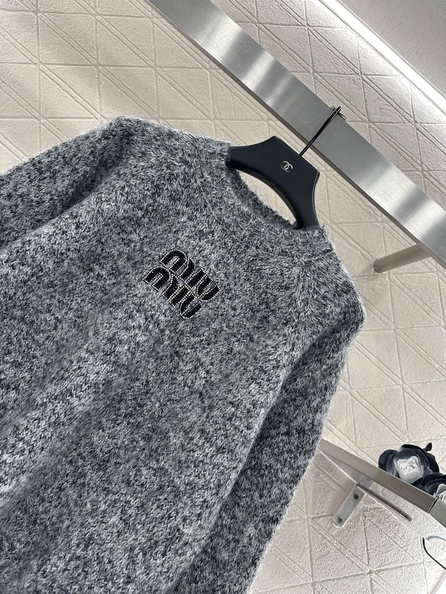 Logo beaded pullover sweater
