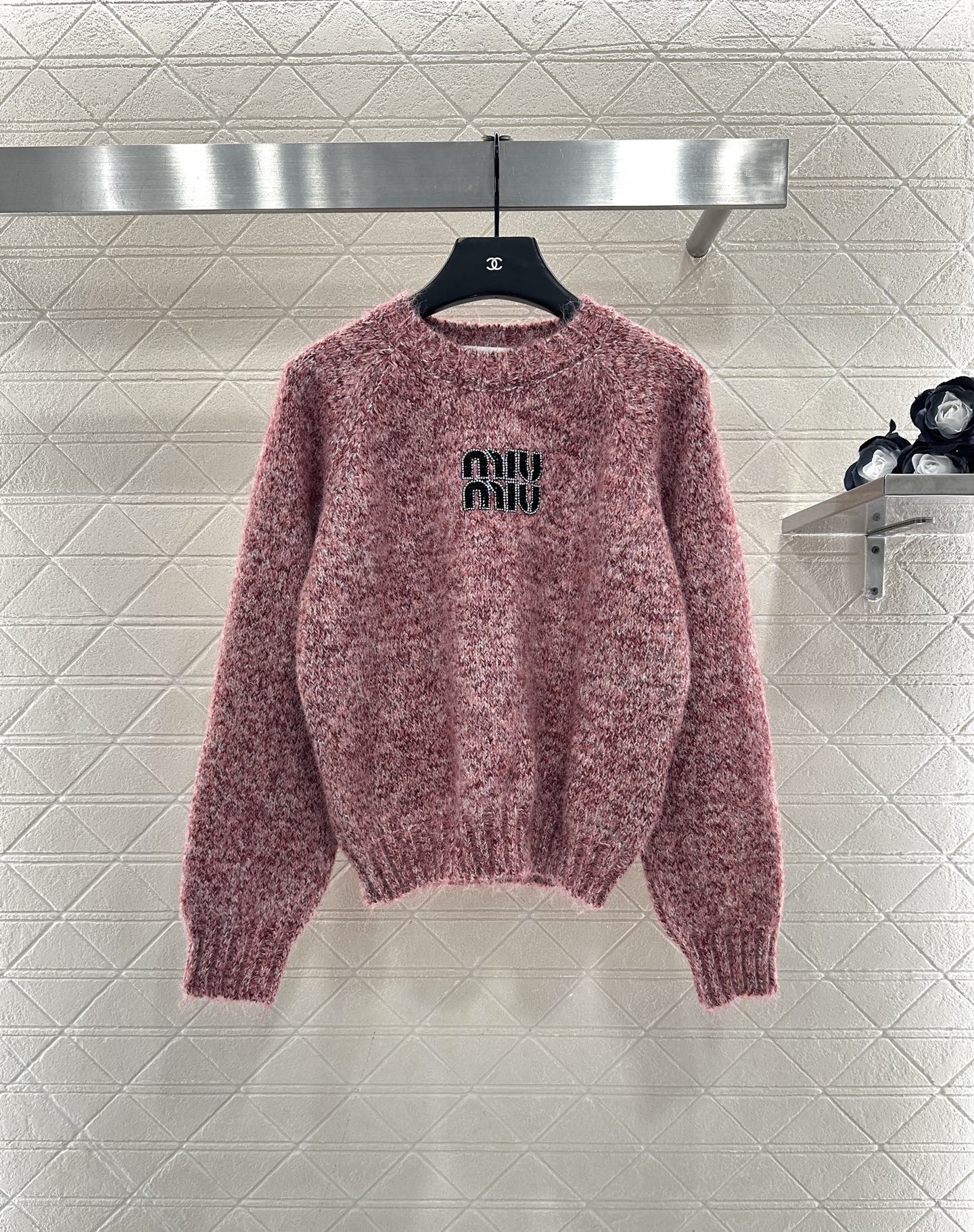 Logo beaded pullover sweater