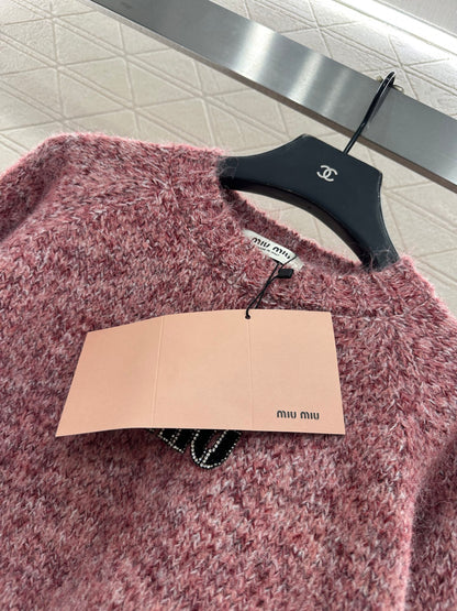 Logo beaded pullover sweater