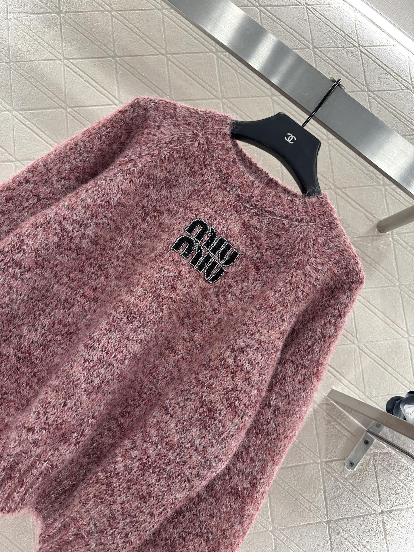 Logo beaded pullover sweater