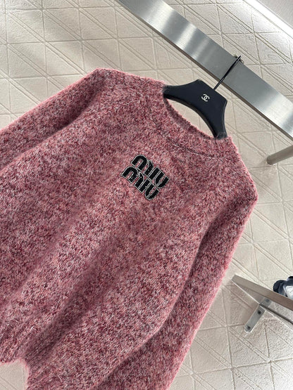 Logo beaded pullover sweater