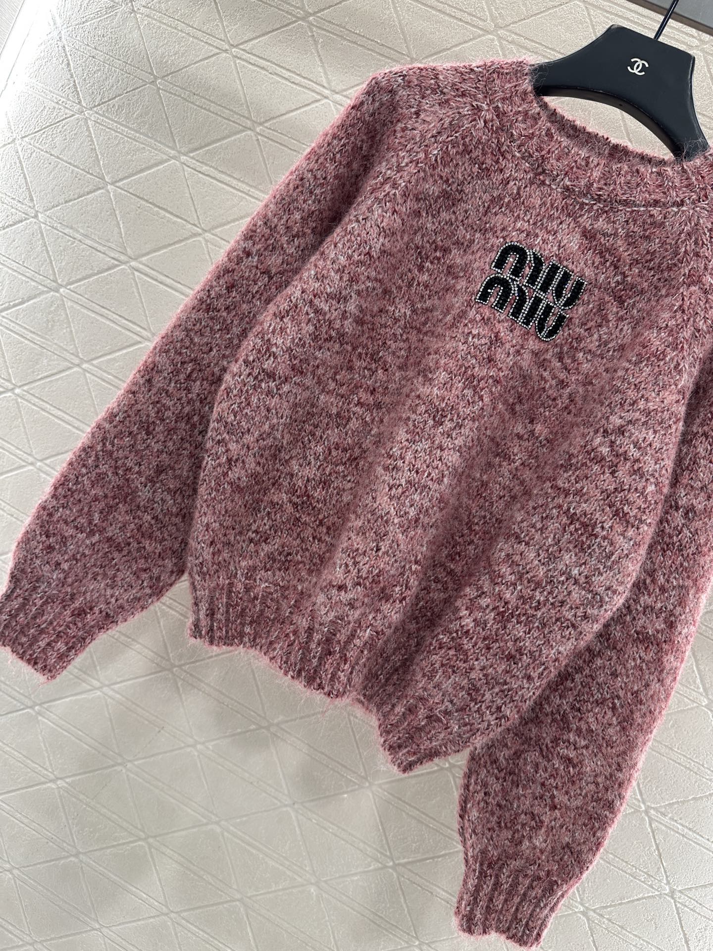 Logo beaded pullover sweater