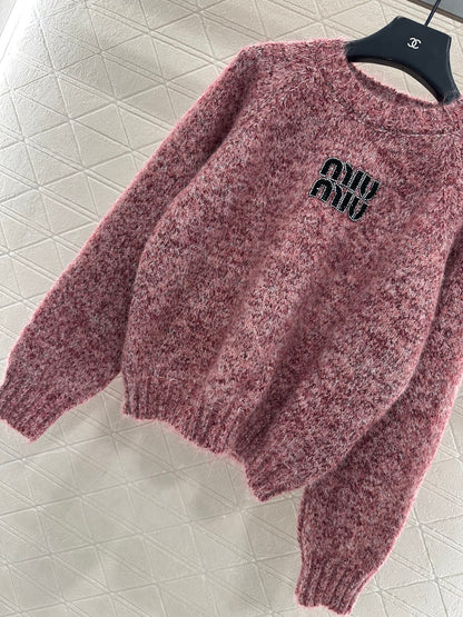 Logo beaded pullover sweater