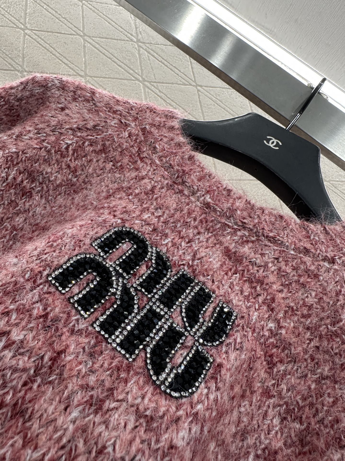 Logo beaded pullover sweater