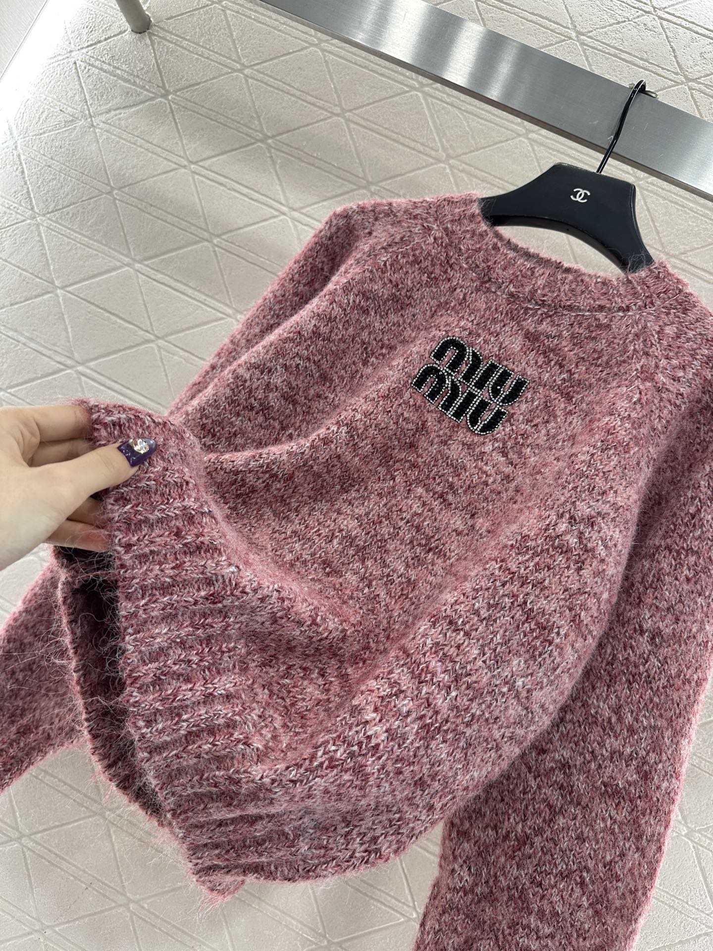 Logo beaded pullover sweater