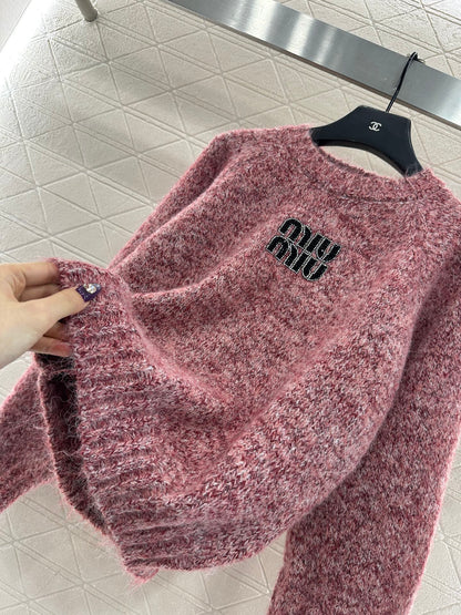 Logo beaded pullover sweater