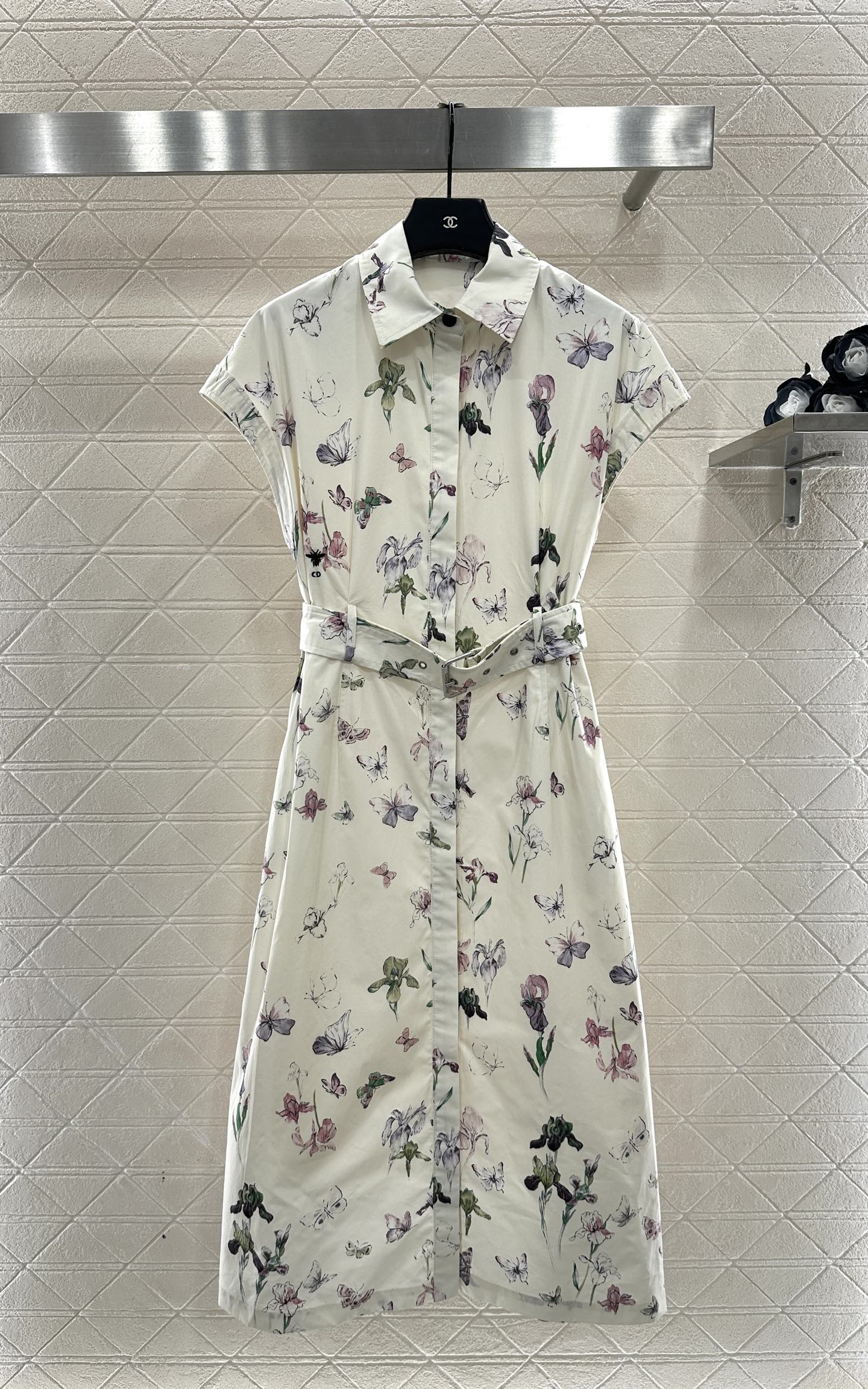 Direct spray printed short sleeved dress