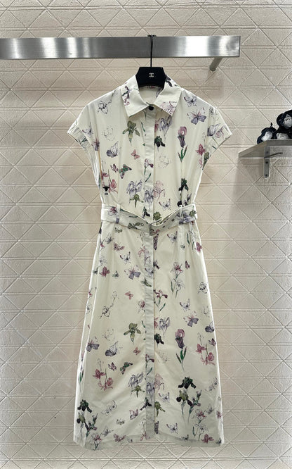 Direct spray printed short sleeved dress