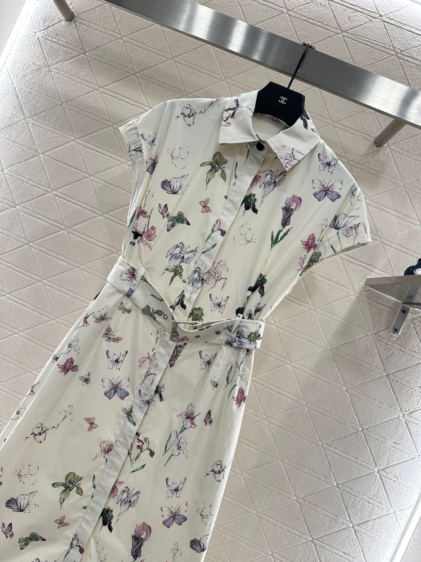 Direct spray printed short sleeved dress