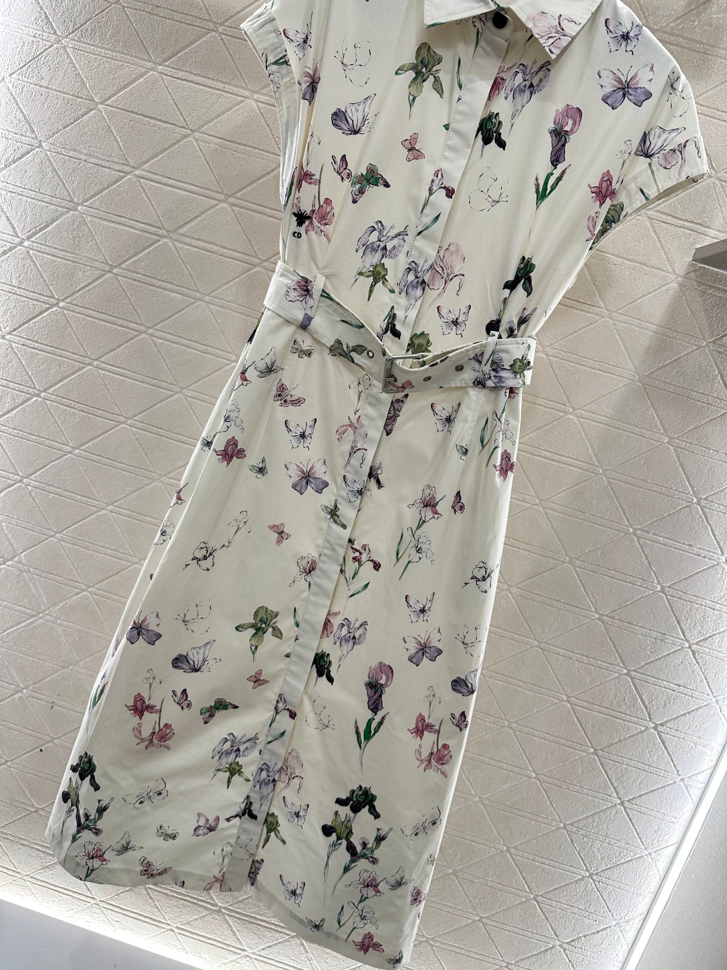 Direct spray printed short sleeved dress