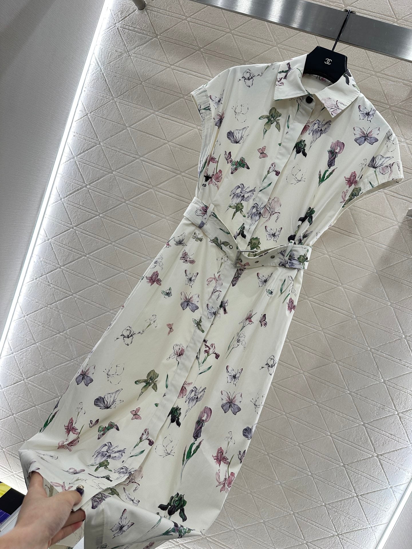Direct spray printed short sleeved dress
