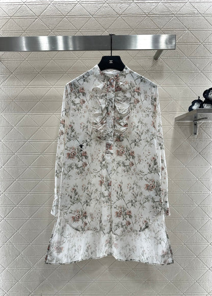 Stacked collar floral shirt