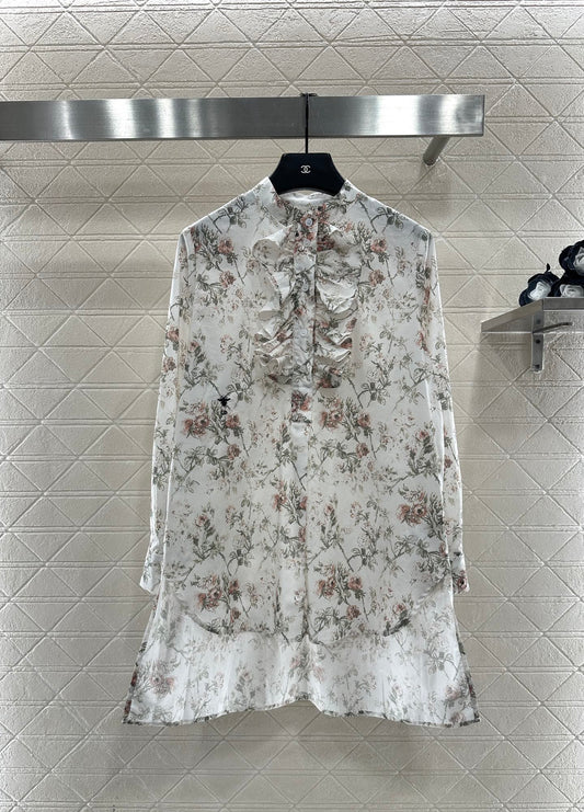 Stacked collar floral shirt