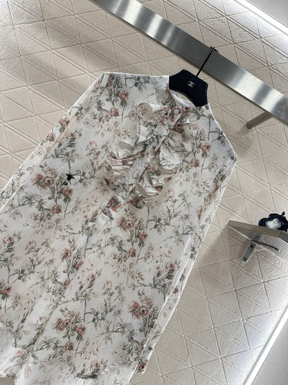 Stacked collar floral shirt