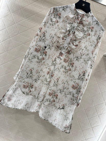 Stacked collar floral shirt