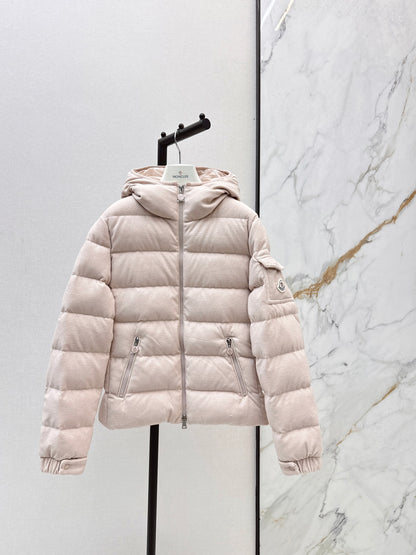 Woolen hooded down jacket