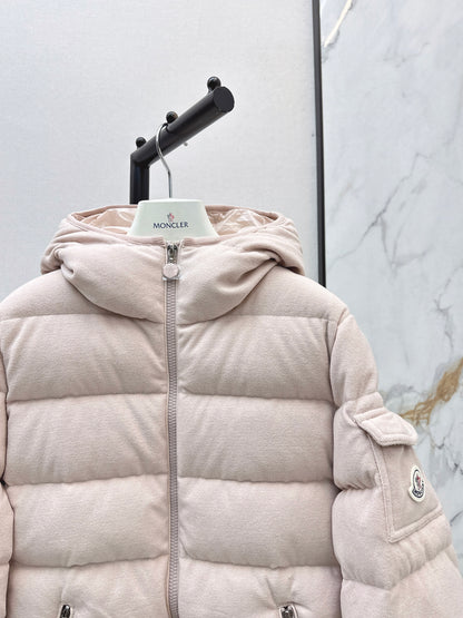 Woolen hooded down jacket