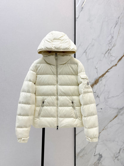 Woolen hooded down jacket
