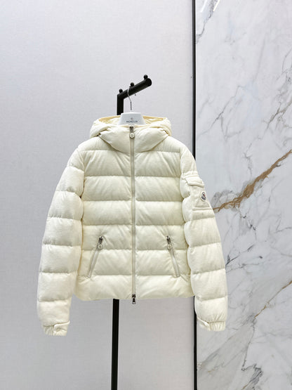 Woolen hooded down jacket