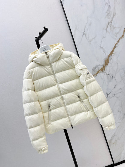 Woolen hooded down jacket