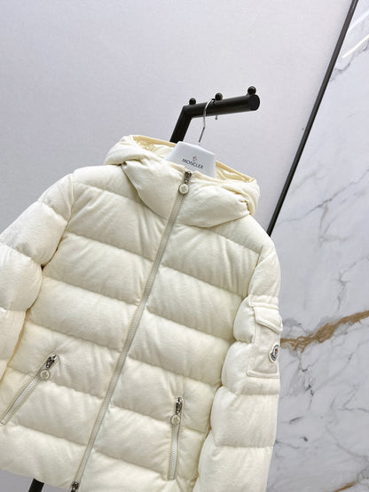 Woolen hooded down jacket