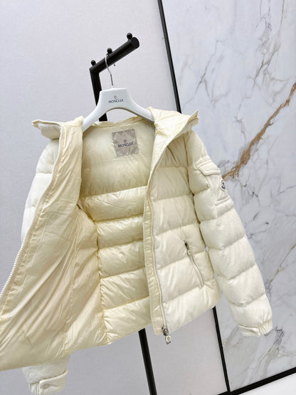 Woolen hooded down jacket