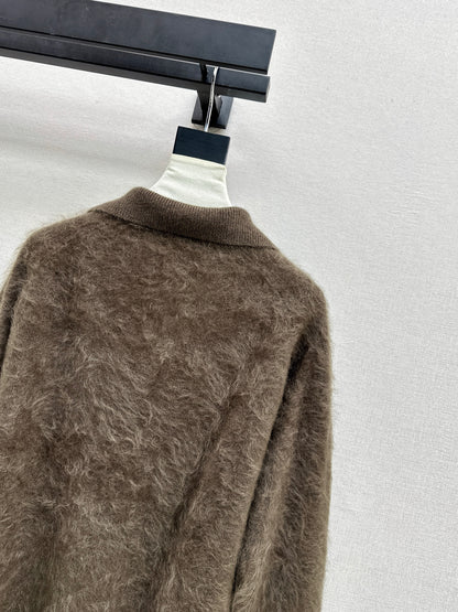 Sparkling woven decorative V-neck sweater