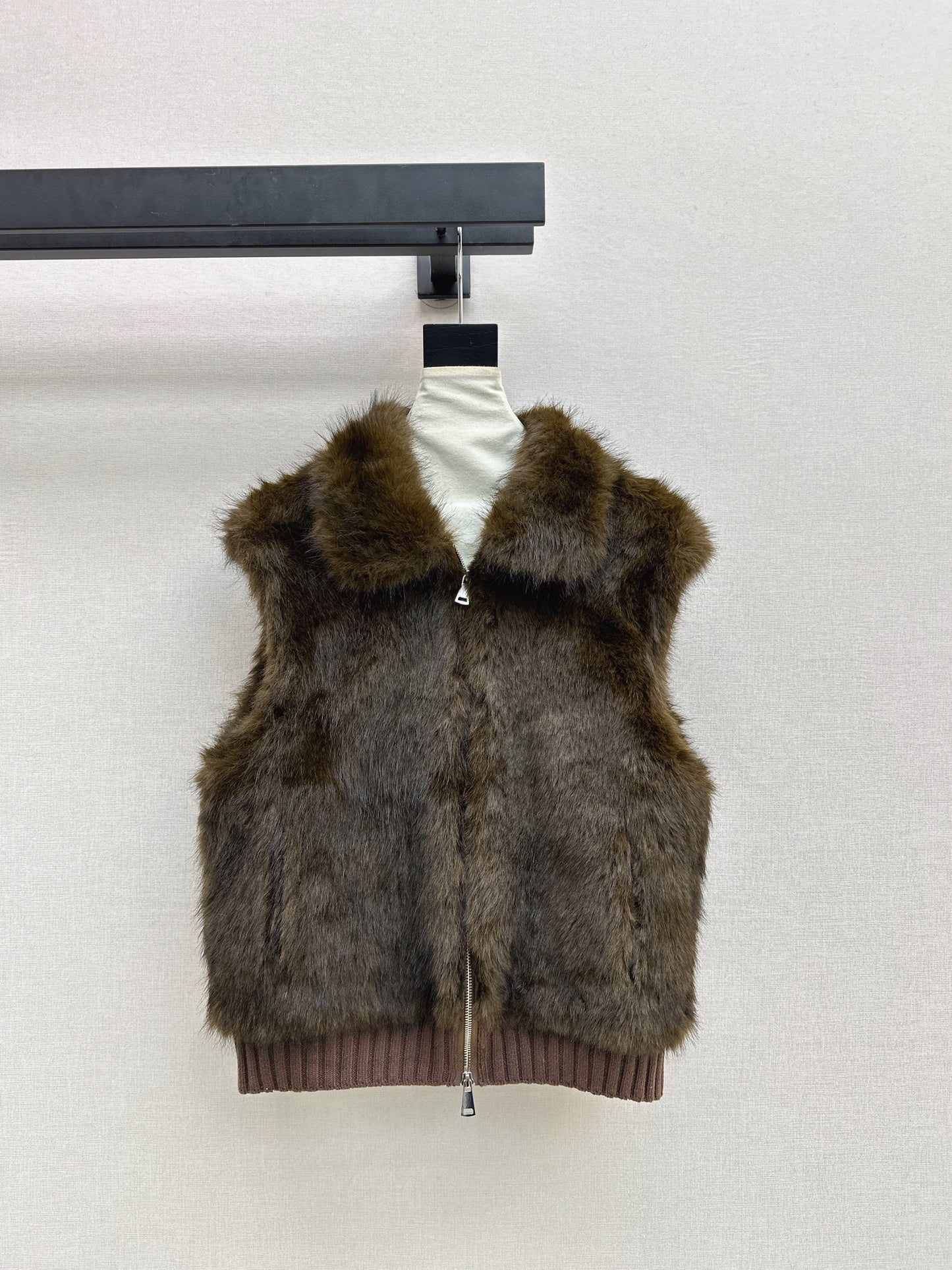 Fox fur patchwork lapel jacket