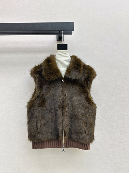 Fox fur patchwork lapel jacket