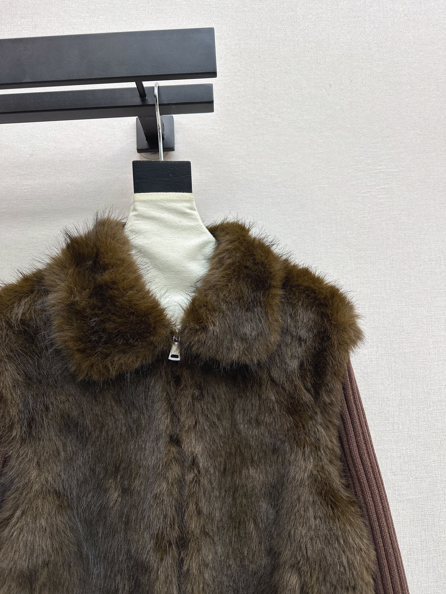 Fox fur patchwork lapel jacket