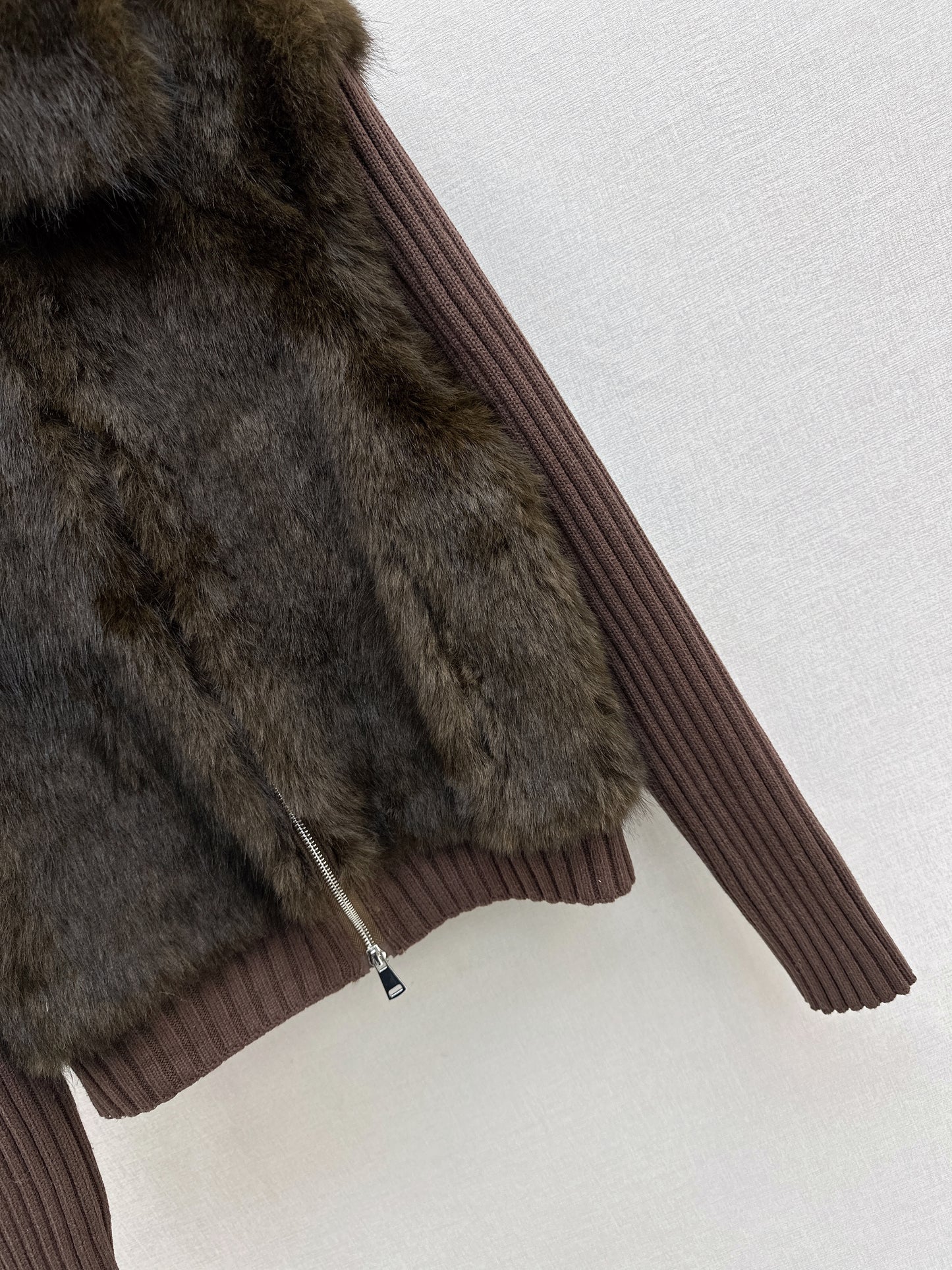 Fox fur patchwork lapel jacket