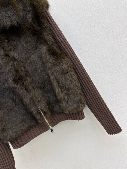 Fox fur patchwork lapel jacket