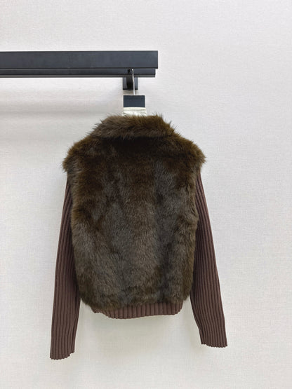 Fox fur patchwork lapel jacket