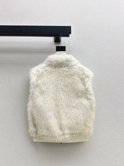 Fox fur patchwork lapel jacket