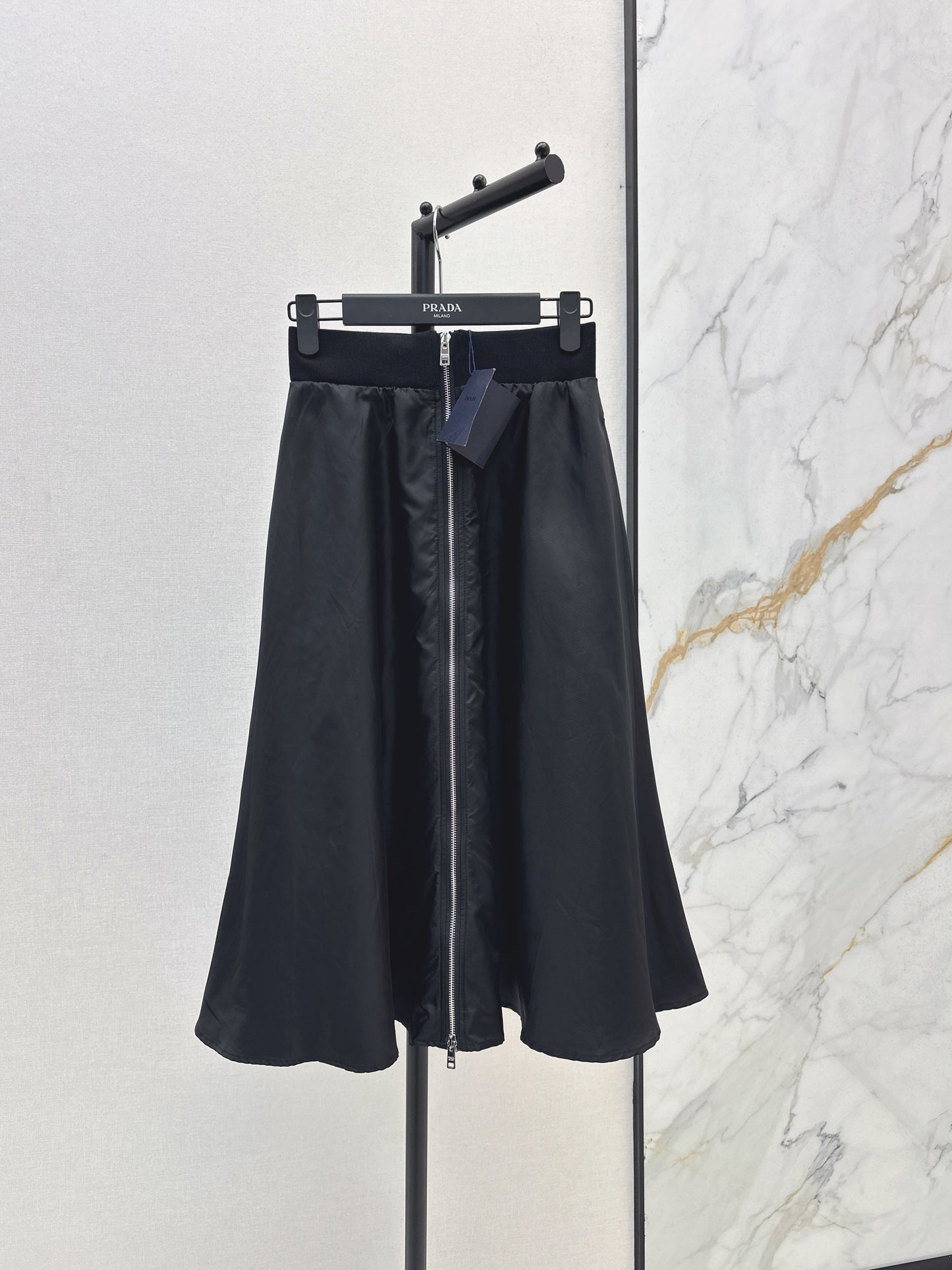 High waisted umbrella shaped nylon skirt