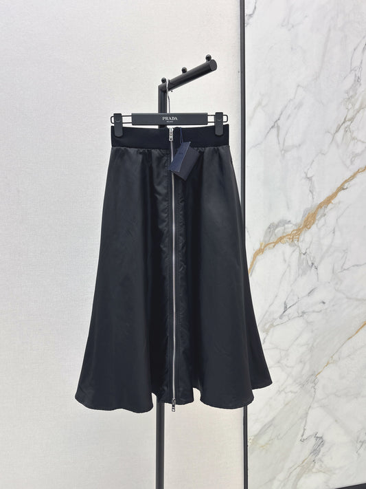 High waisted umbrella shaped nylon skirt