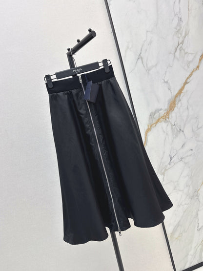 High waisted umbrella shaped nylon skirt