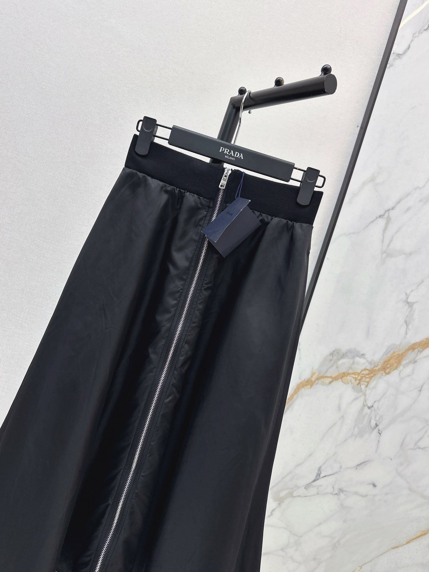 High waisted umbrella shaped nylon skirt