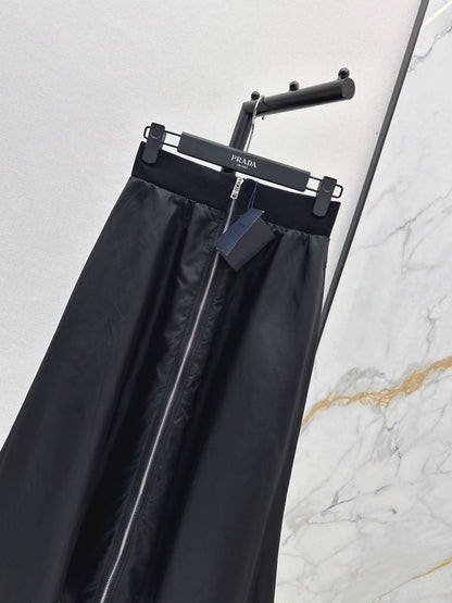 High waisted umbrella shaped nylon skirt