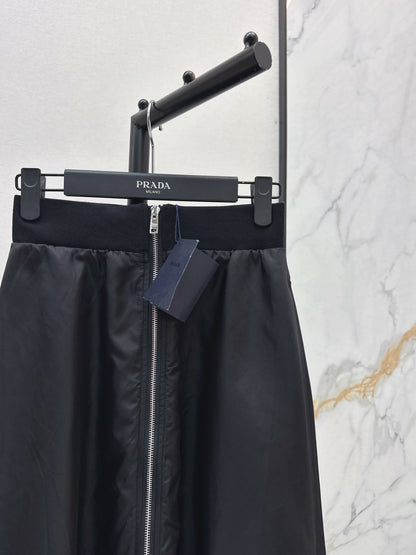 High waisted umbrella shaped nylon skirt