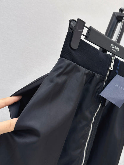 High waisted umbrella shaped nylon skirt